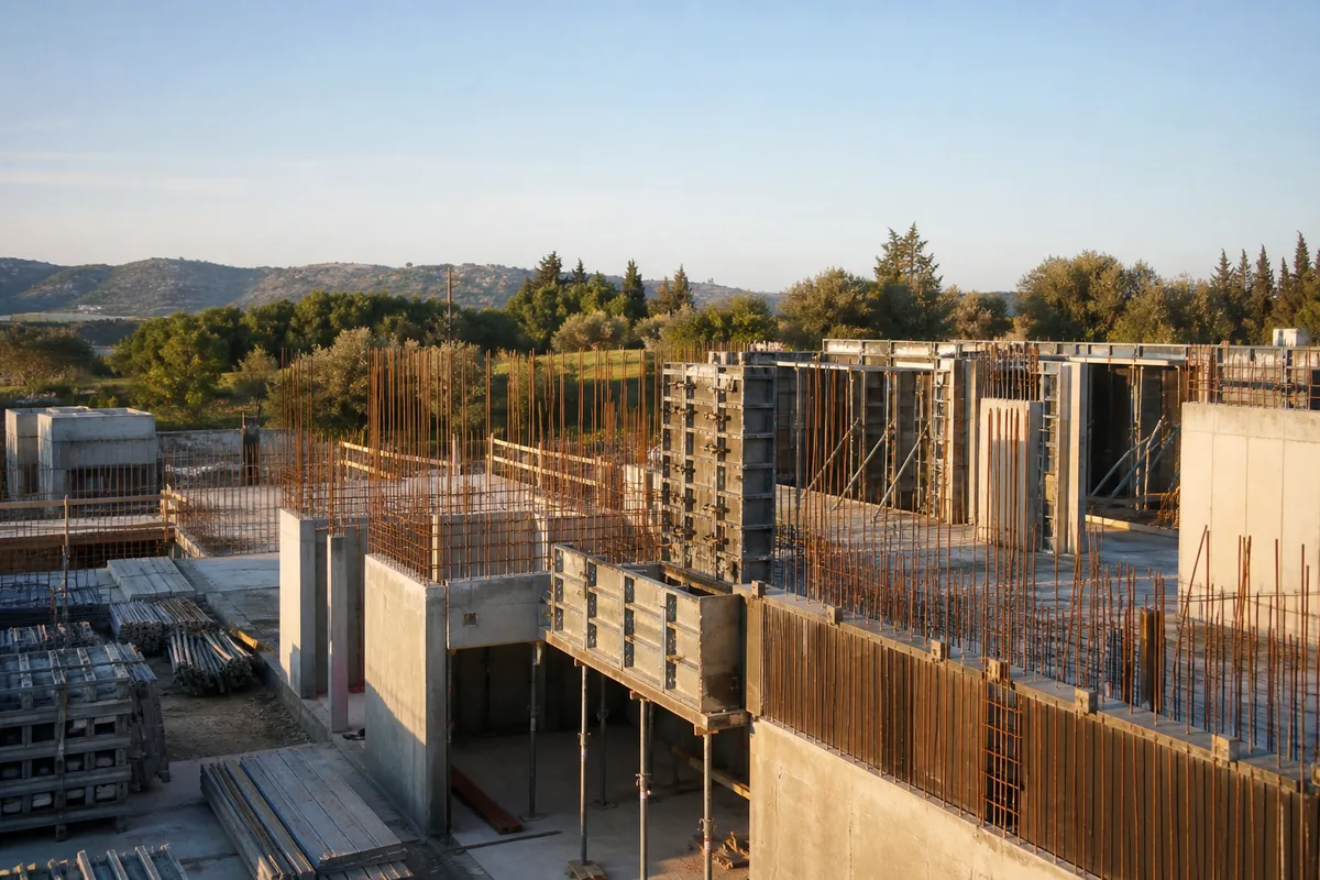 Résidence de logements collectifs en construction sous ciel provençal